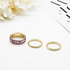 حلقه های جواهرات مد زنانه از جنس استنلس استیل زیرکون عقیق با روکش طلا