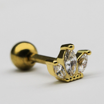 جواهرات سوراخ کننده گوش با روکش طلا با گیج 16 ماه طلایی