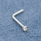 L Shape 316 Steel Nose Piercing Jewellery 20G 0.8mm Clear Crystals