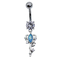 جواهرات پیرسینگ بدنه سنگ اوپال آبی 14ga 316 شکل کلید فولادی ضد زنگ